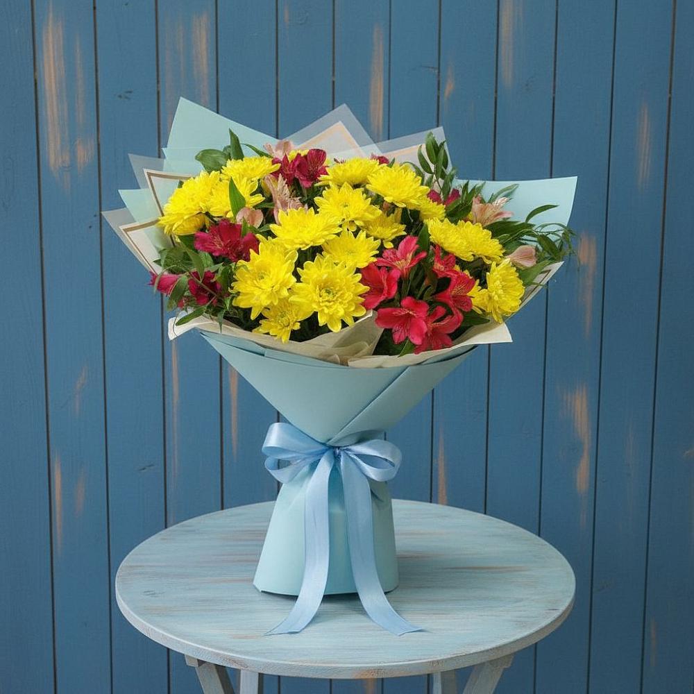 Букет цветов из: Альстромерии и Хризантемы в Старогладовской