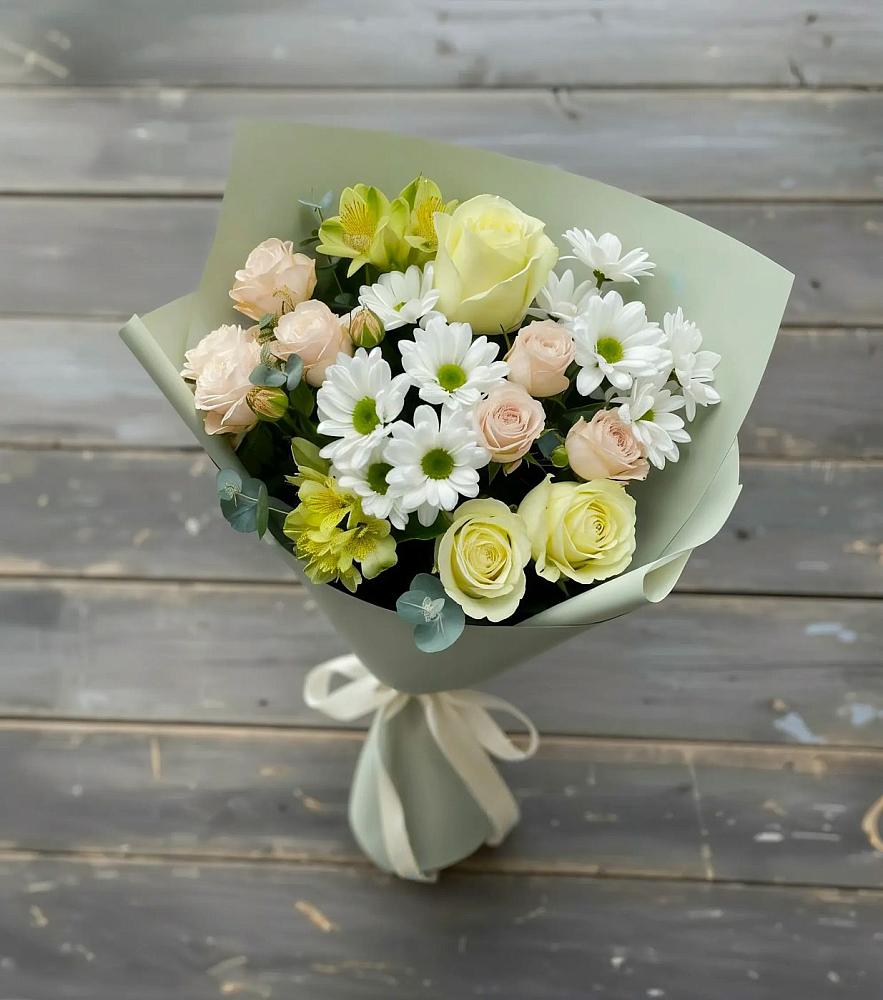 Букет цветов из: Альстромерии, Розы и Хризантемы в Старогладовской