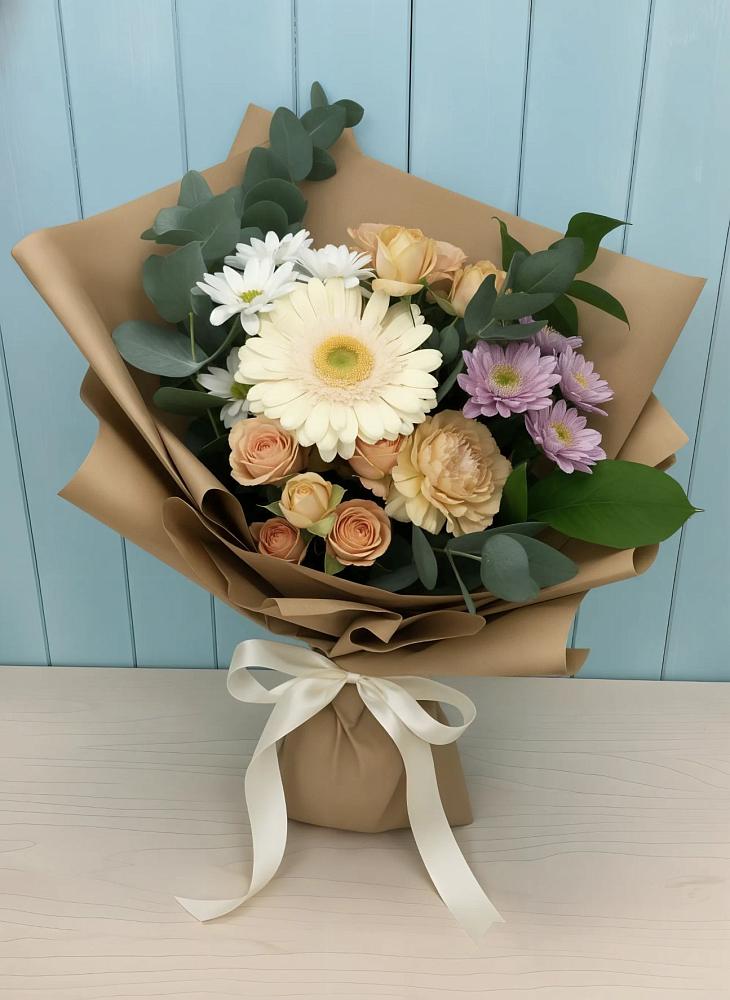 Букет цветов из: Герберы и Хризантемы в Старогладовской