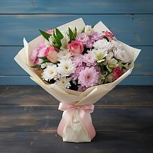 Букет цветов из:  Хризантемы, Альстромерии и Розы в Старогладовской