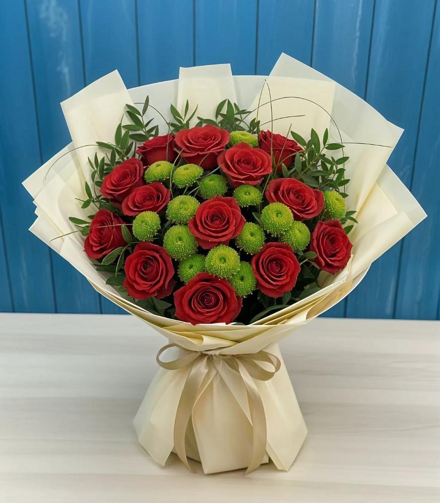 Букет цветов из: Розы и Хризантемы в Старогладовской