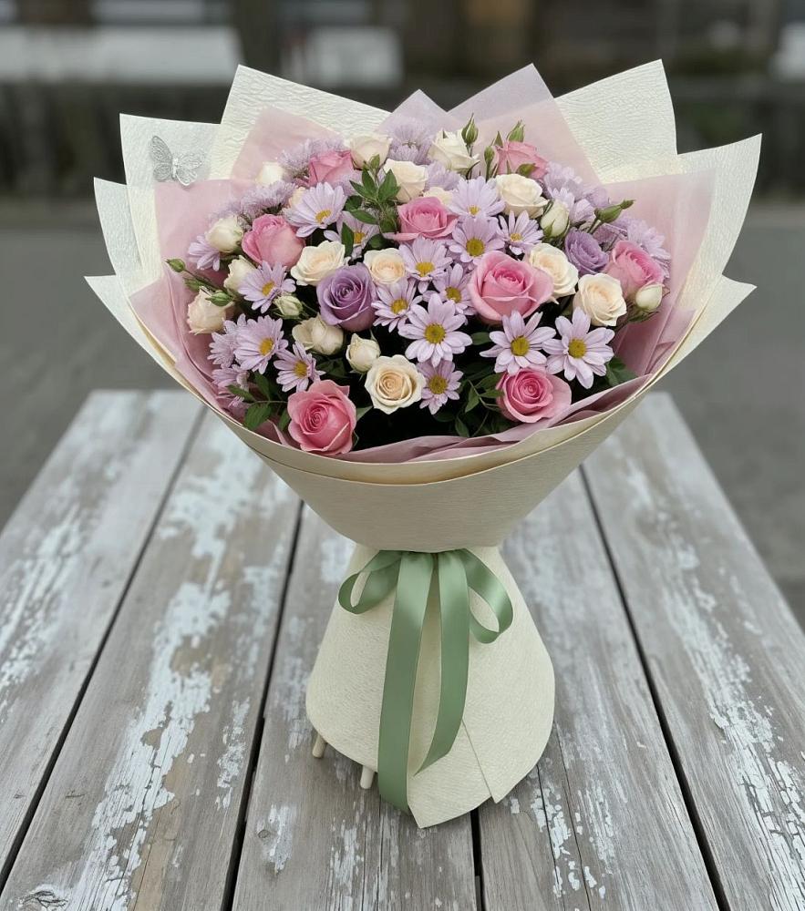 Букет цветов из: Розы и Хризантемы в Старогладовской